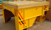 Climbing winch towing rail cart on rail mounted on the ship