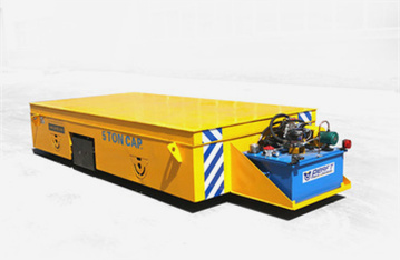 Hydraulic dumping system motorized rail ferry car